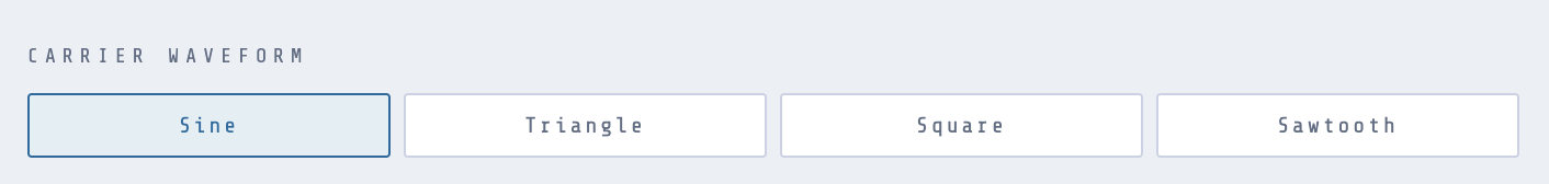 The waveform selector — Sine, Triangle, Square, Sawtooth — with the options row checkboxes below